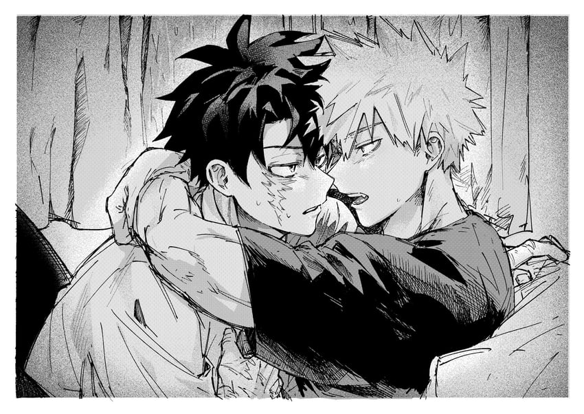 midoriya izuku and bakugou katsuki (boku no hero academia) drawn by itiruru713