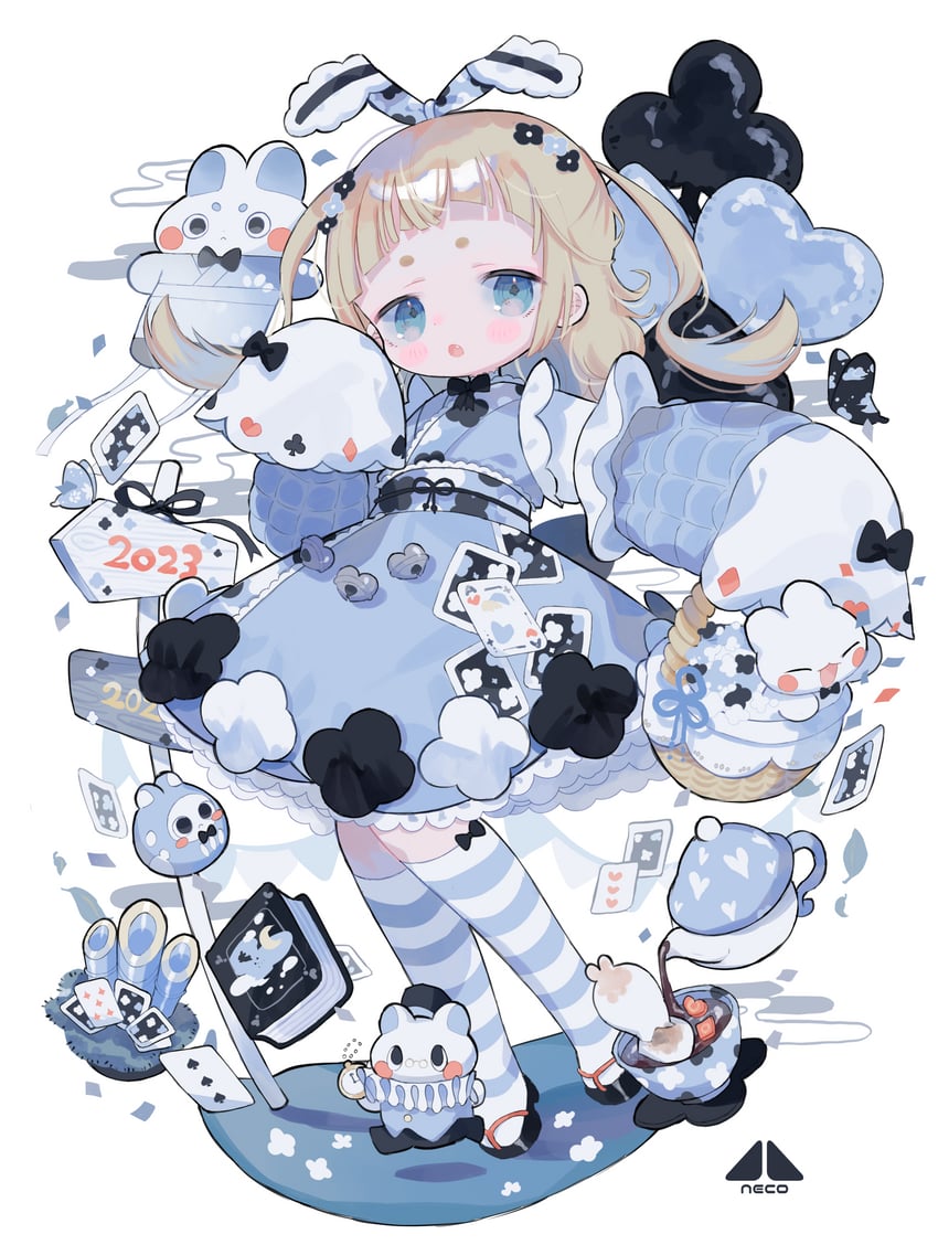 alice and white rabbit (original and 1 more) drawn by cotono_(nazekun)