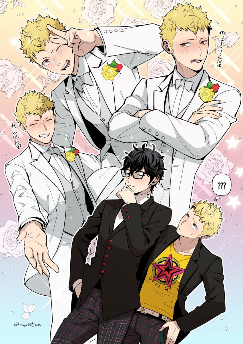 amamiya ren and sakamoto ryuuji (persona and 2 more) drawn by kiki_(rsjj8234)