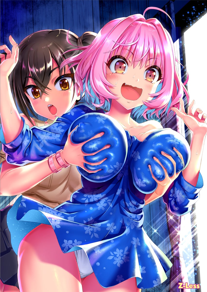 yumemi riamu and sunazuka akira (idolmaster and 1 more) drawn by zless