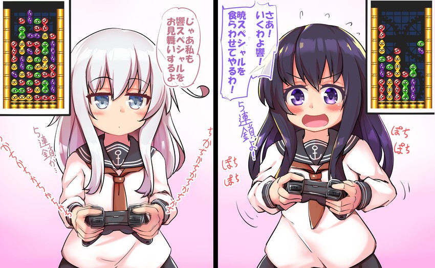 hibiki and akatsuki (kantai collection and 1 more) drawn by kurokoshou_(emuburemu123)