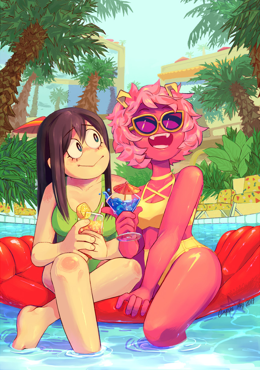 asui tsuyu and ashido mina (boku no hero academia) drawn by capshino