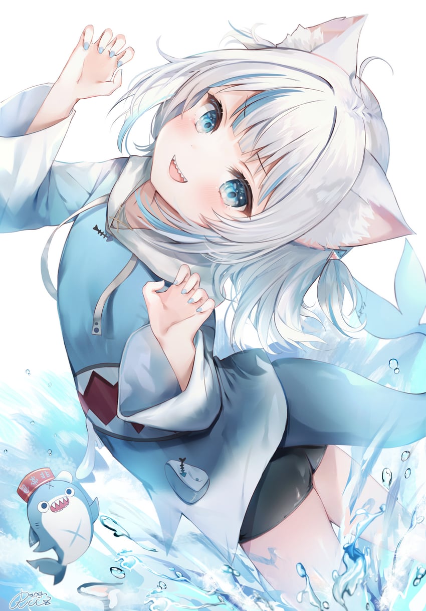gawr gura and bloop (hololive and 1 more) drawn by rucaco