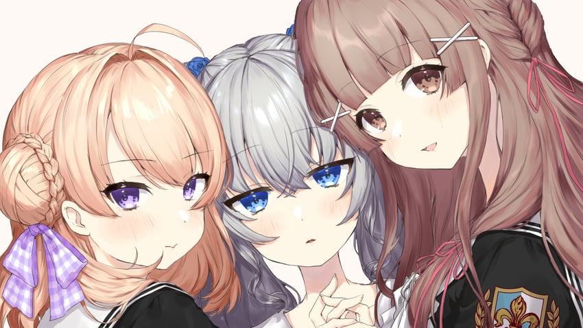 sorami himari, kogumaduki noa, and hoshinomiya reno (yurianna girls college) drawn by mejiro_yae