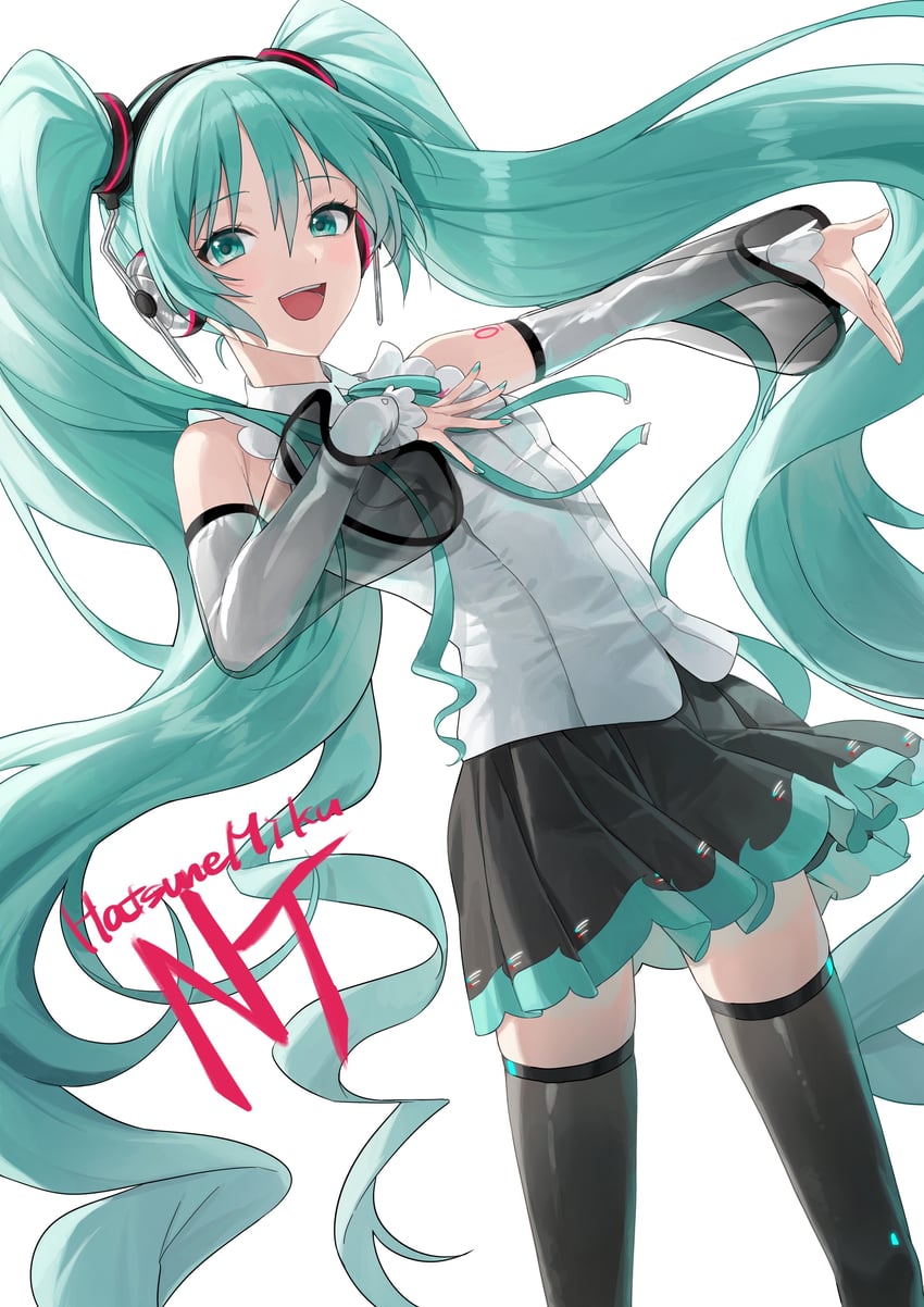 hatsune miku (vocaloid and 1 more) drawn by coppepan