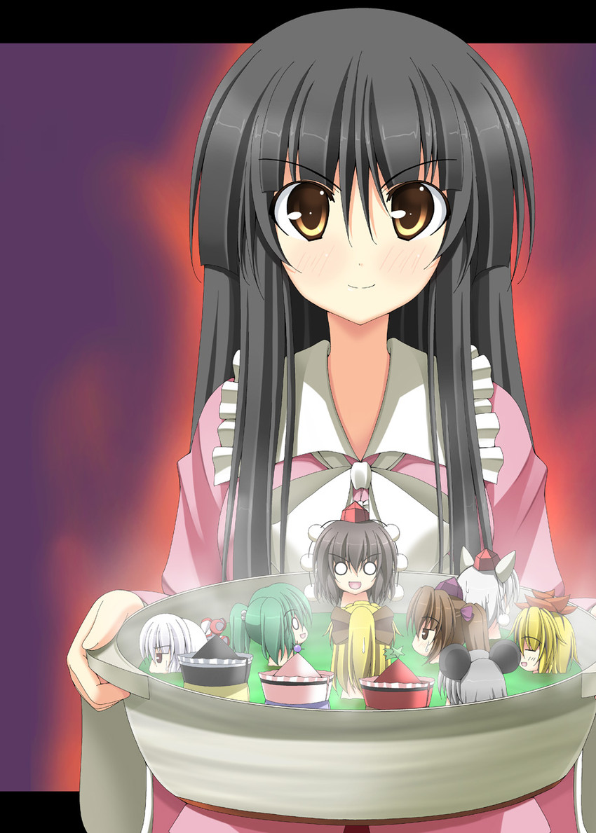 shameimaru aya, fujiwara no mokou, inubashiri momiji, houraisan kaguya, nazrin, and 7 more (touhou) drawn by rappa_(rappaya)