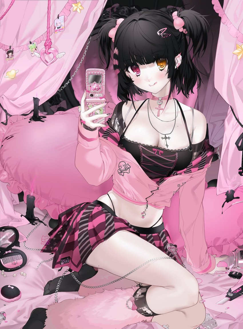 hello kitty, kuromi, eliza, and green hair girl (original and 3 more) drawn by unxi