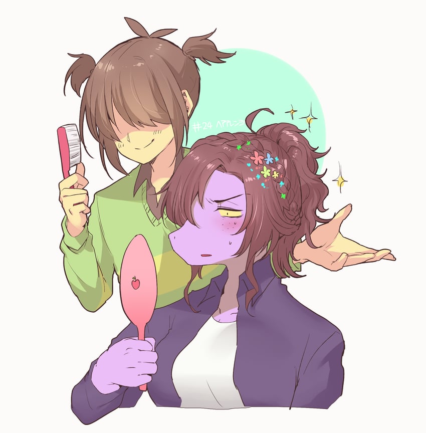 kris and susie (deltarune) drawn by komugiko_(bitte_komu)