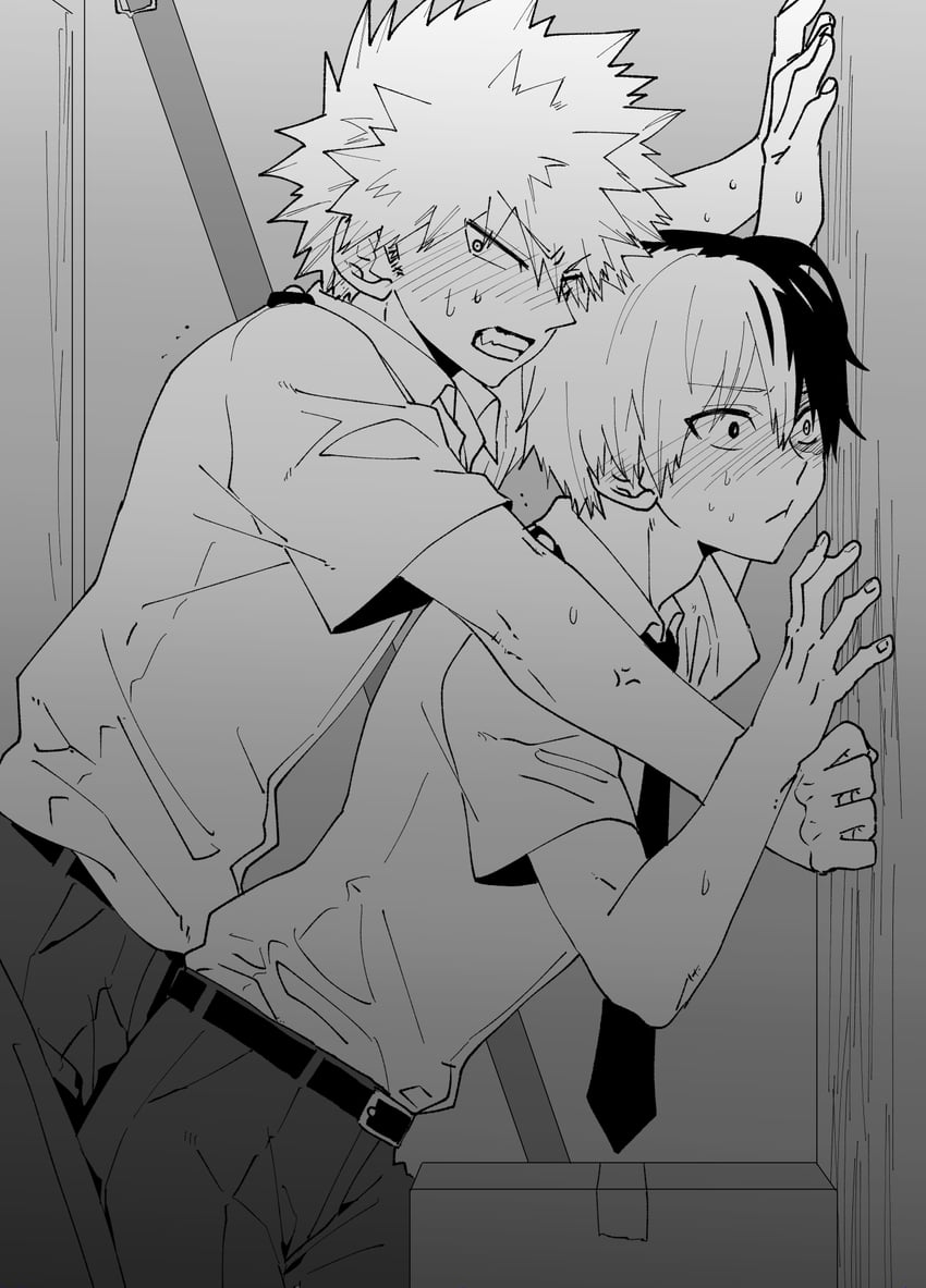 bakugou katsuki and todoroki shoto (boku no hero academia) drawn by ikuhashi_muiko