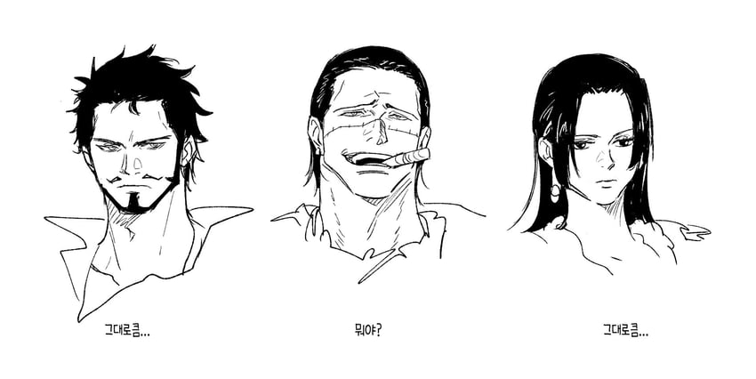 boa hancock, crocodile, and dracule mihawk (one piece) drawn by chamsut0905