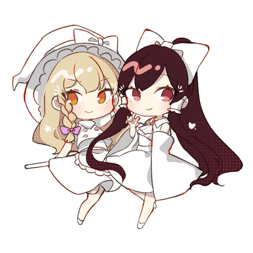 hakurei reimu and kirisame marisa (touhou) drawn by ika_(ikachan_334)