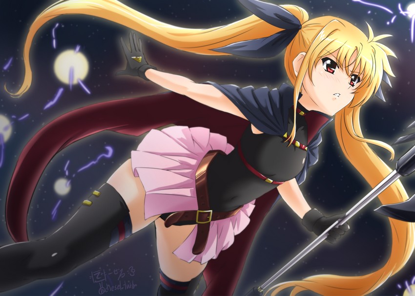 fate testarossa and bardiche (lyrical nanoha and 2 more) drawn by diesel-turbo