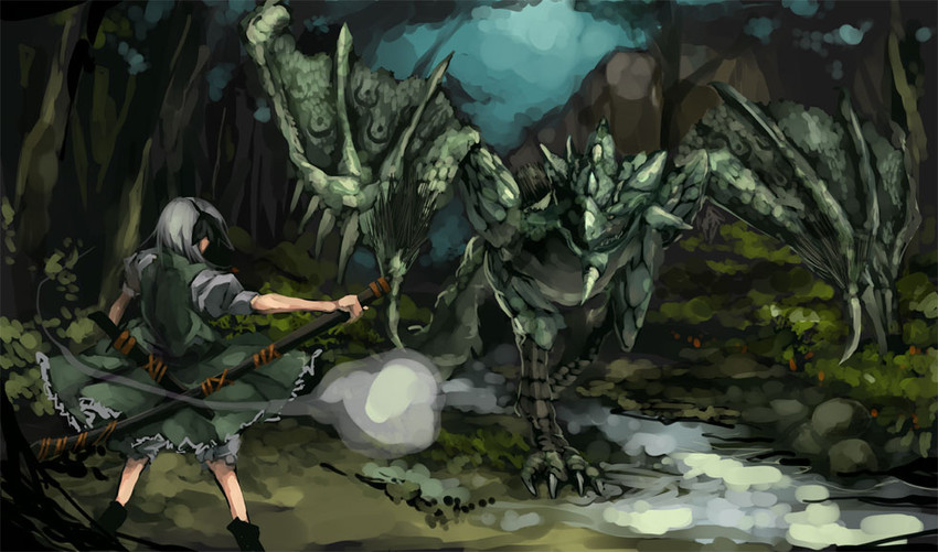 konpaku youmu and rathian (touhou and 1 more) drawn by shimadoriru