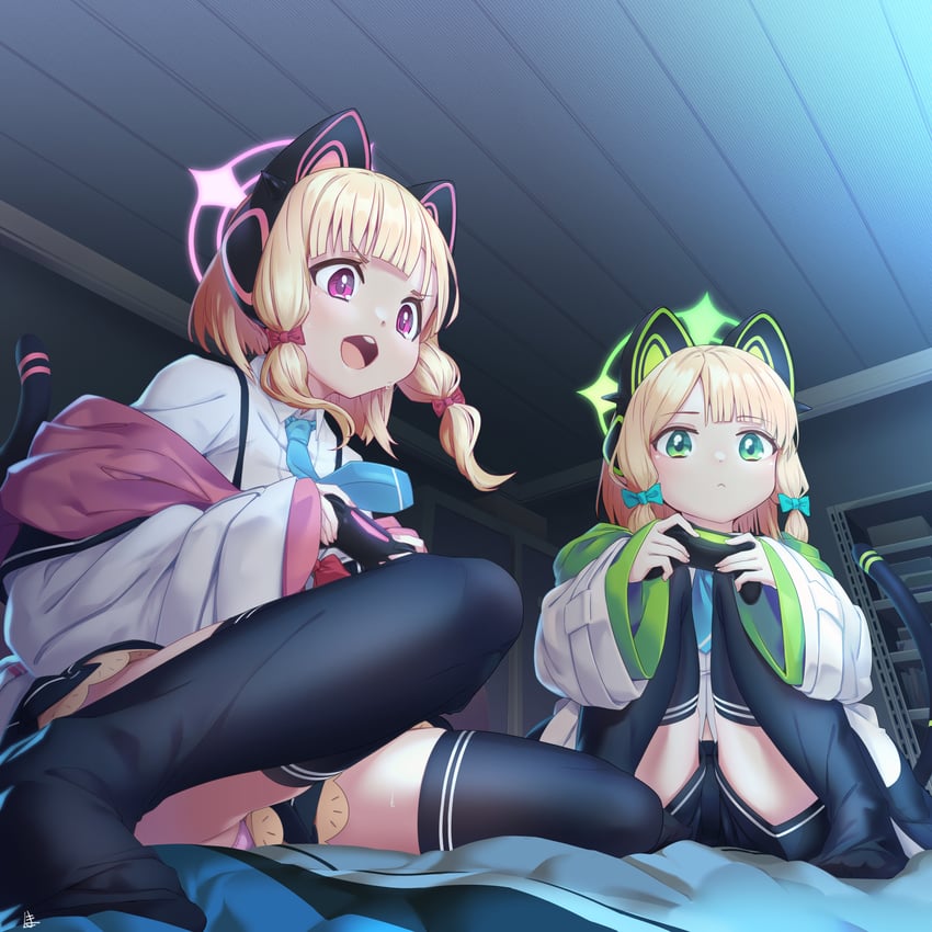 momoi and midori (blue archive) drawn by kuma_(bear_ubear)