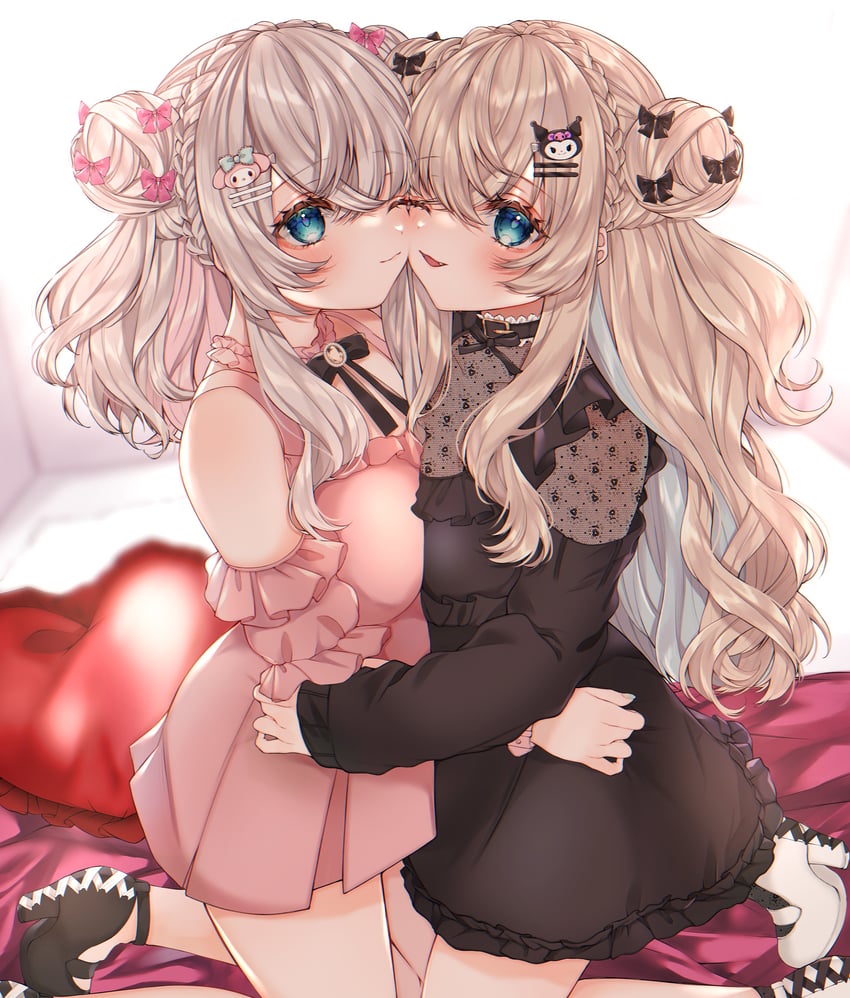 my melody, kuromi, hoshimi shiano, and hoshimi chitose (indie virtual youtuber and 2 more) drawn by chitose_(chi_candy)