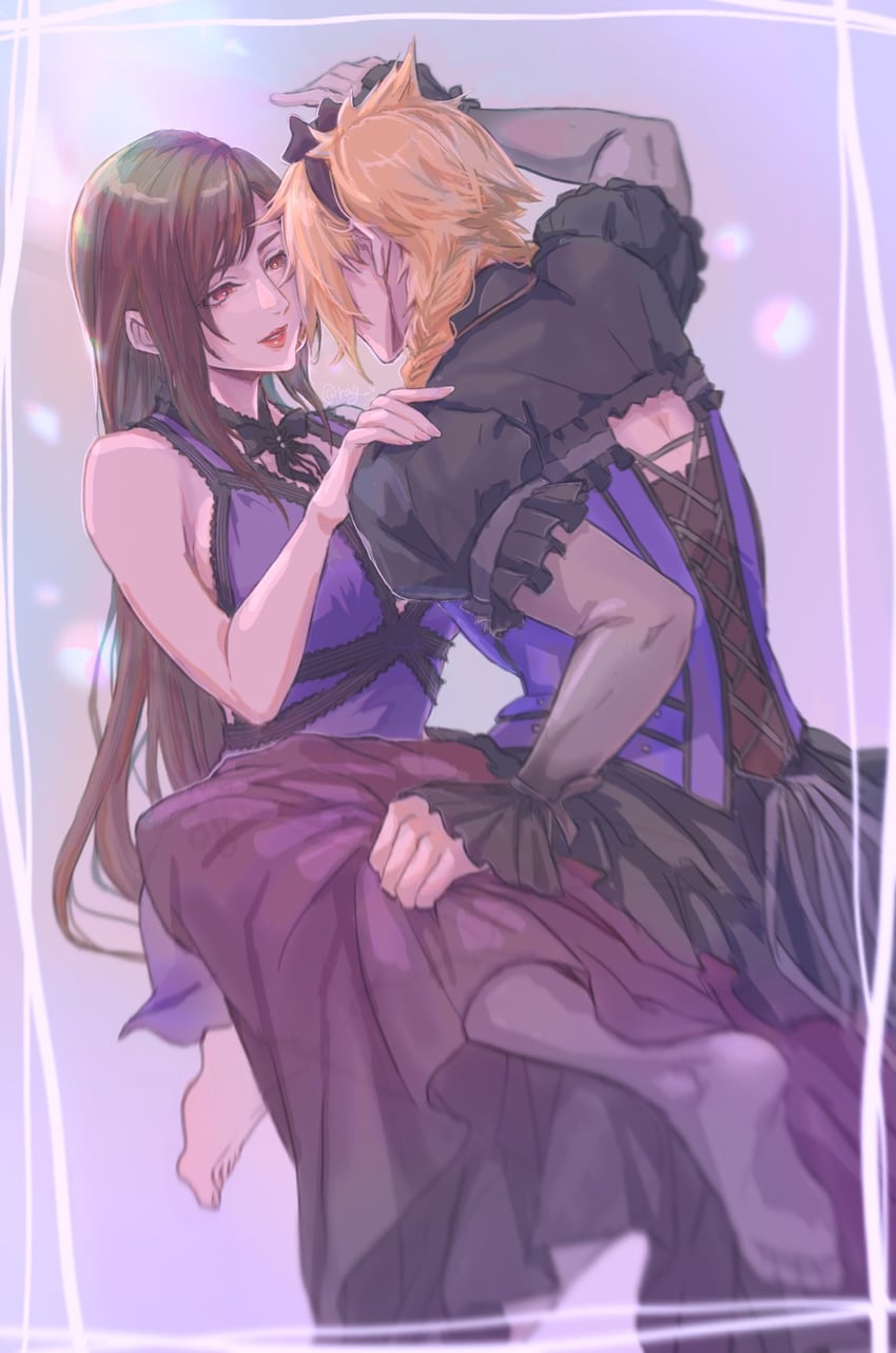 tifa lockhart and cloud strife (final fantasy and 2 more) drawn by goodsign