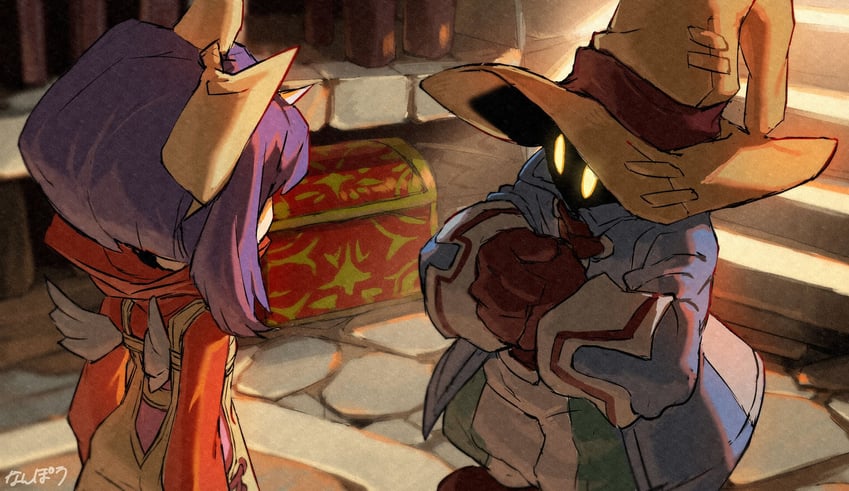black mage, vivi ornitier, and eiko carol (final fantasy and 1 more) drawn by nanpou_(nanpou0021)
