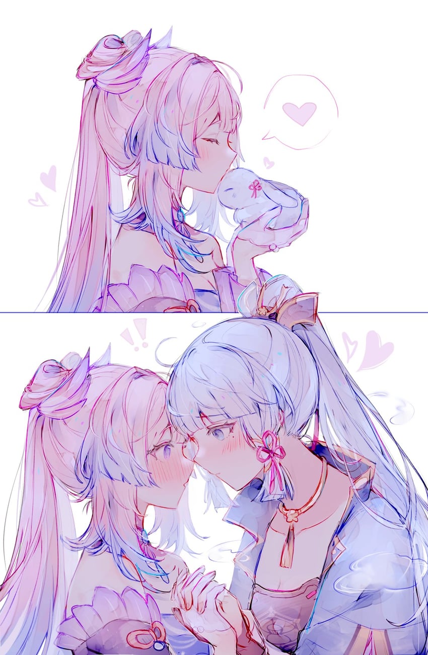 kamisato ayaka and sangonomiya kokomi (genshin impact) drawn by kvlen
