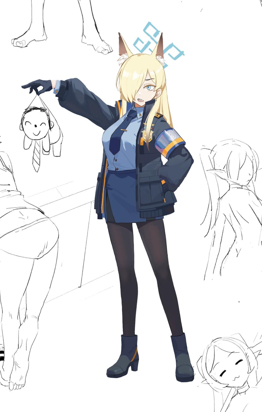 sensei, doodle sensei, frieren, and kanna (blue archive and 1 more) drawn by koki_(user_caux4382)