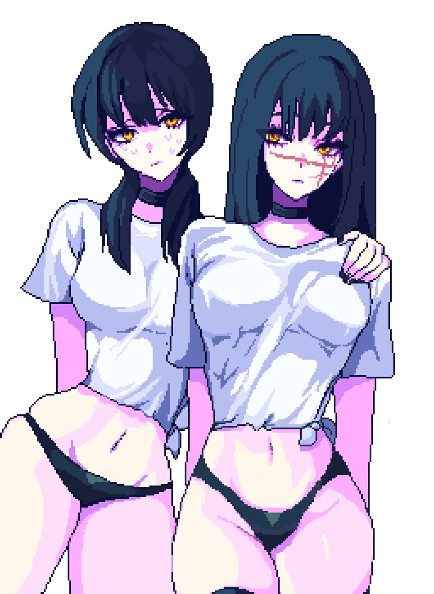 yoru and mitaka asa (chainsaw man) drawn by pixelcadete