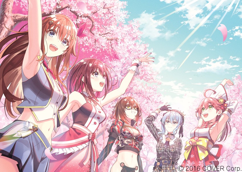 hoshimachi suisei, sakura miko, tokino sora, roboco-san, and azki (hololive) drawn by koh_rd