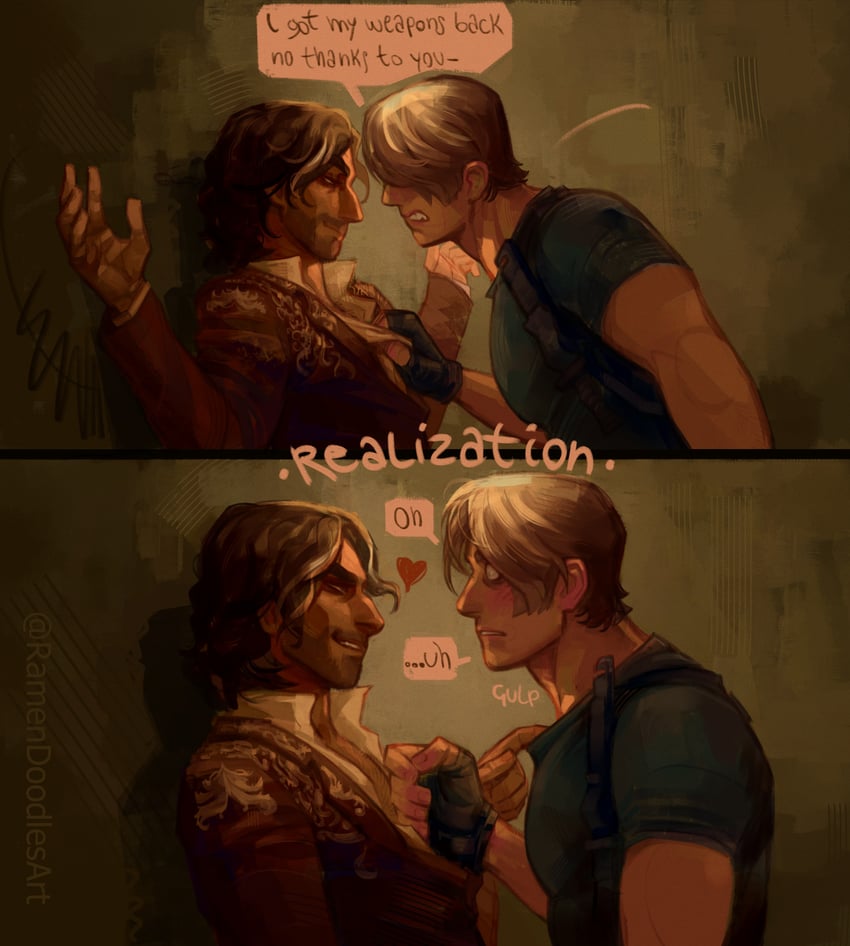 leon s. kennedy and luis sera (resident evil and 1 more) drawn by ramendoodlesart