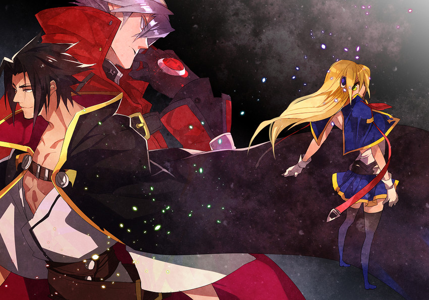 noel vermillion, ragna the bloodedge, and kagura mutsuki (blazblue and 1 more) drawn by hyakuhachi_(over3)