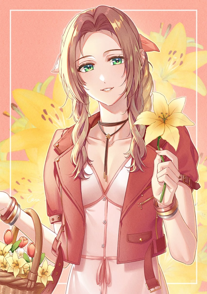 aerith gainsborough (final fantasy and 3 more) drawn by norimitsutoru