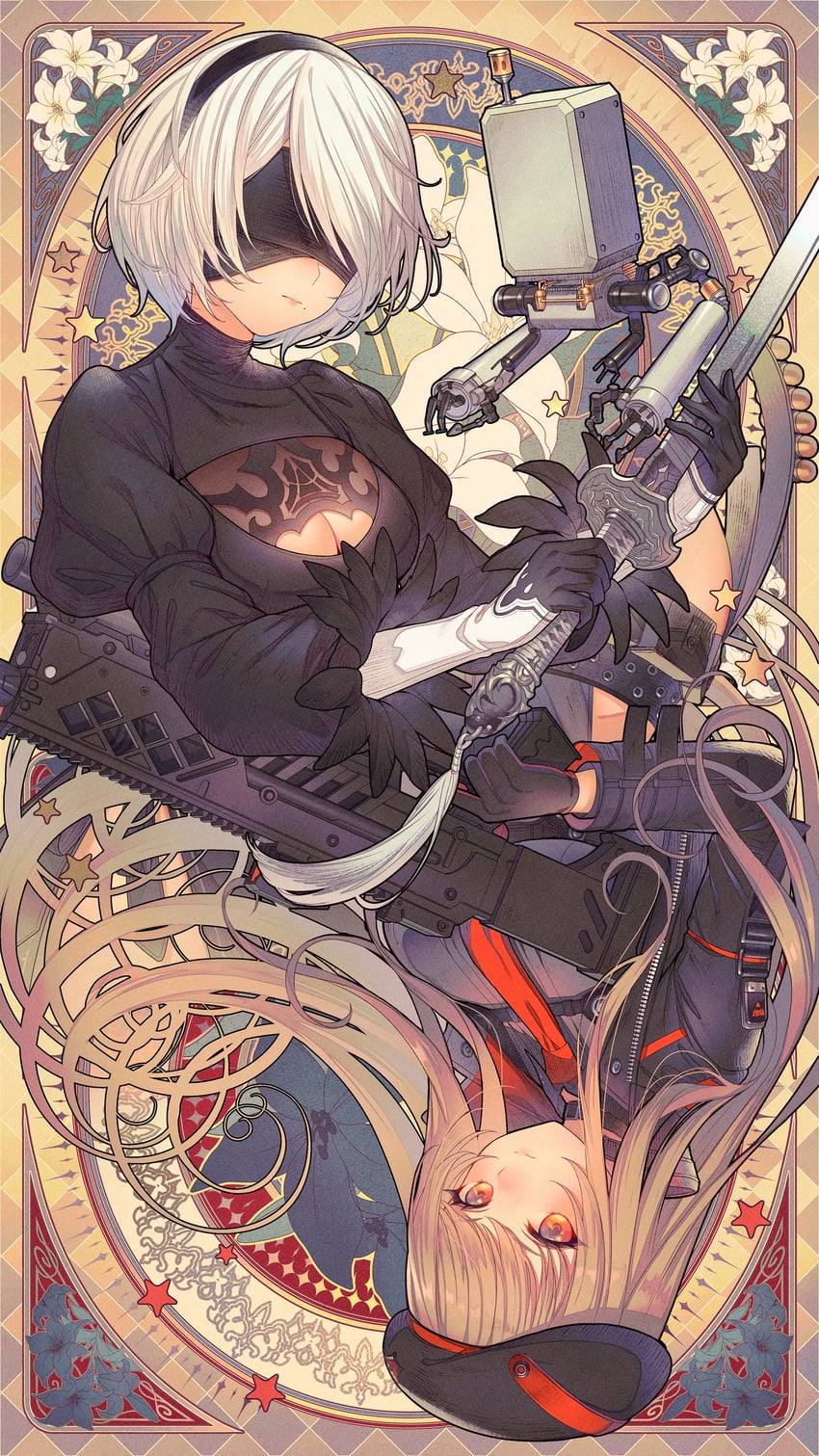 2b, pod, rapi, and ishikawa yui (goddess of victory: nikke and 2 more) drawn by kamui_natsuki