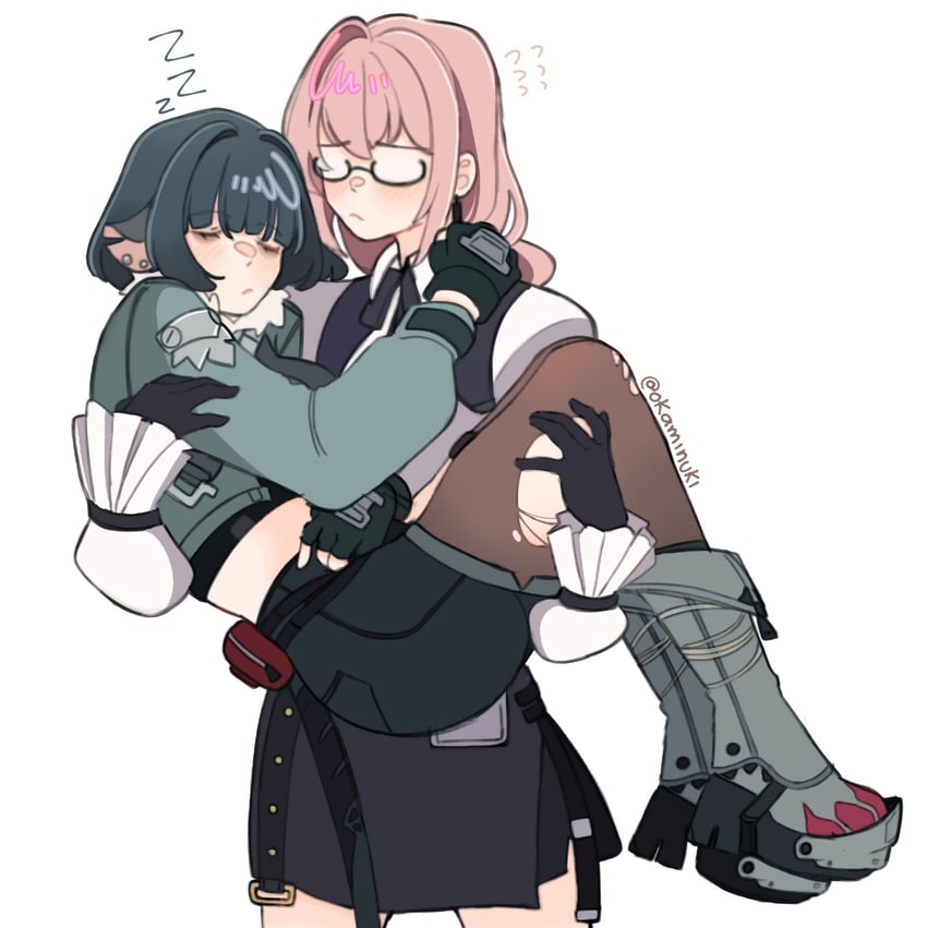 jane doe and tsukishiro yanagi (zenless zone zero) drawn by parkeeer