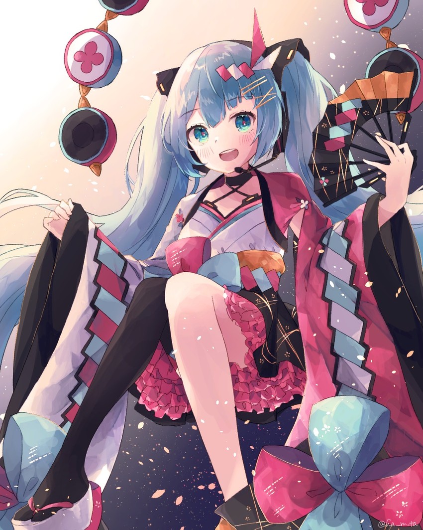 hatsune miku and magical mirai miku (vocaloid and 1 more) drawn by haruta_(user_dndp3458)