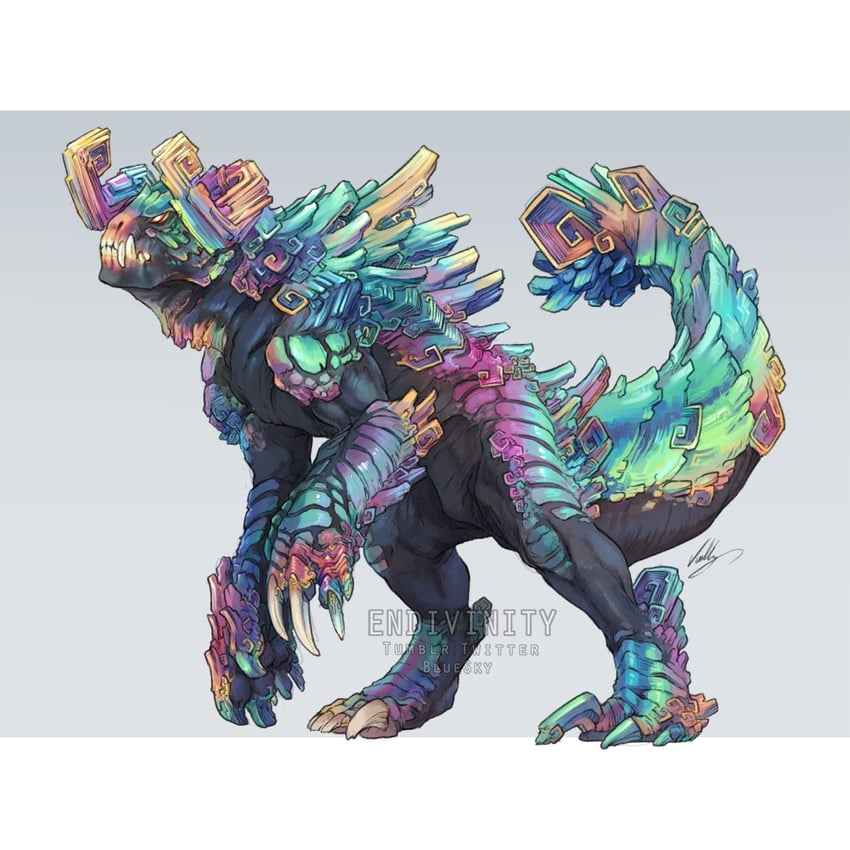 deathclaw (original and 1 more) drawn by endivinity