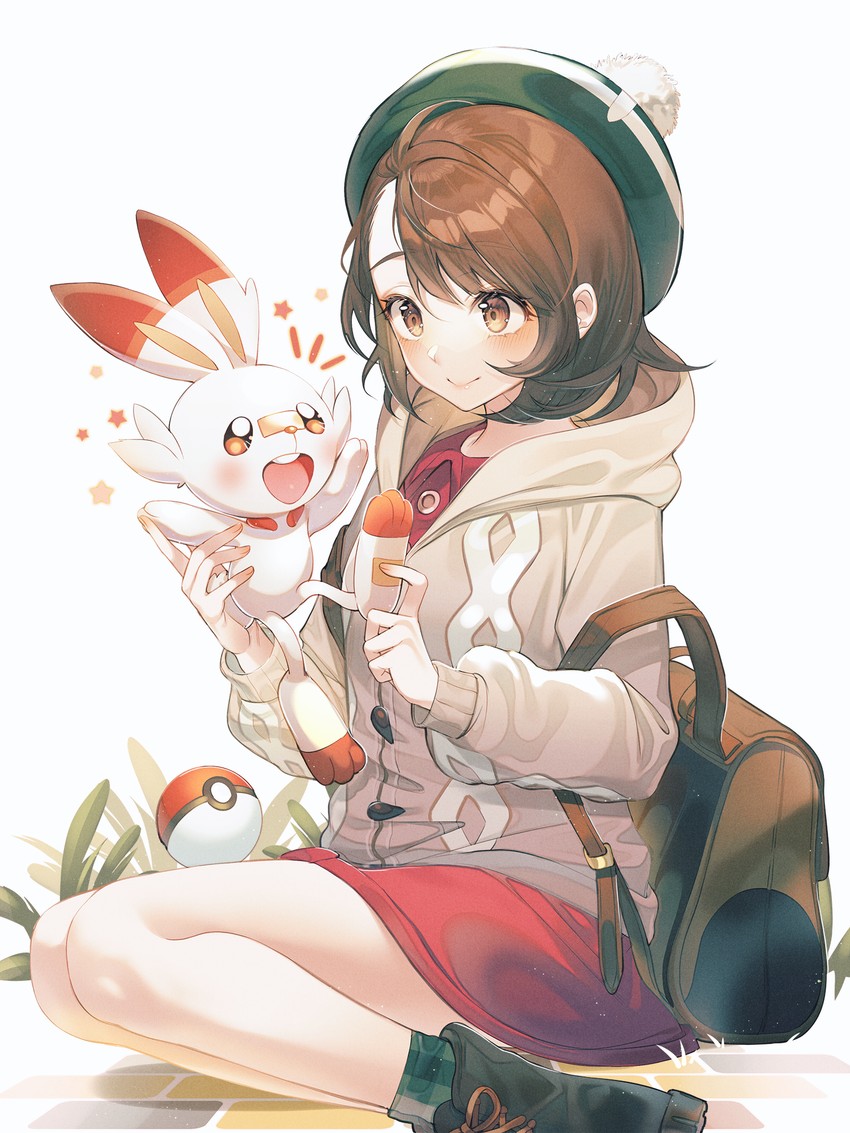 gloria and scorbunny (pokemon and 1 more) drawn by kinty