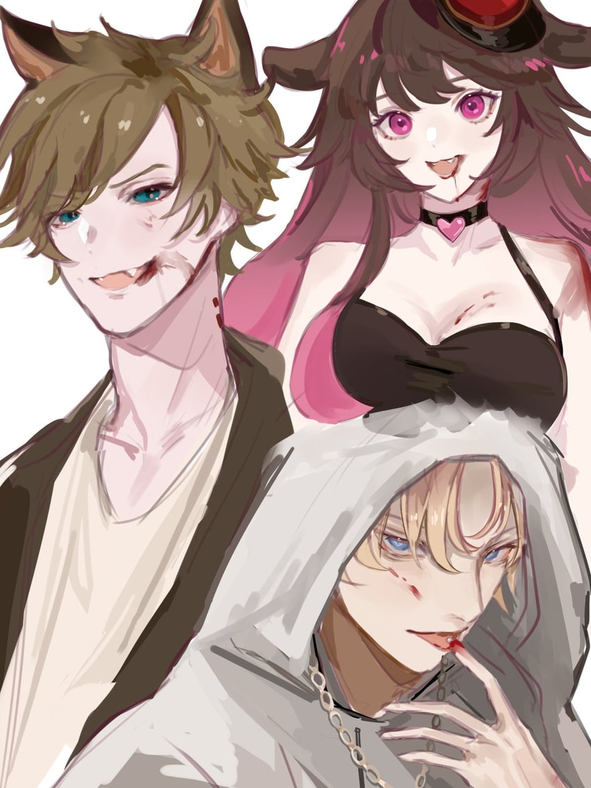 vgumiho, punz, and antfrost (indie virtual youtuber and 1 more) drawn by firofilo