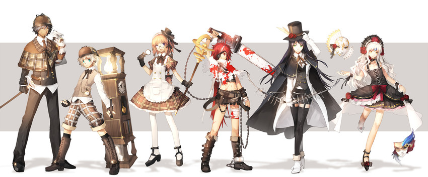 eve, aisha landar, rena erindel, elsword, chung seiker, and 1 more (elsword) drawn by scorpion5050
