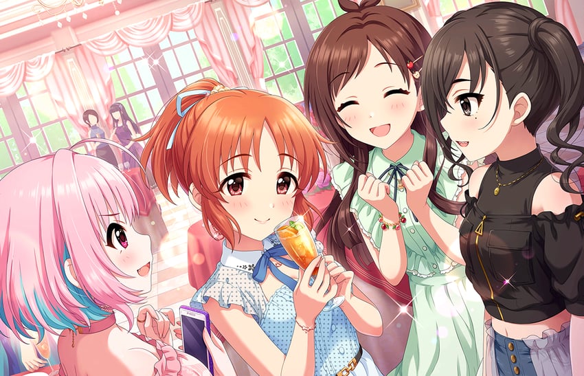 yumemi riamu, sunazuka akira, abe nana, and tsujino akari (idolmaster and 2 more)