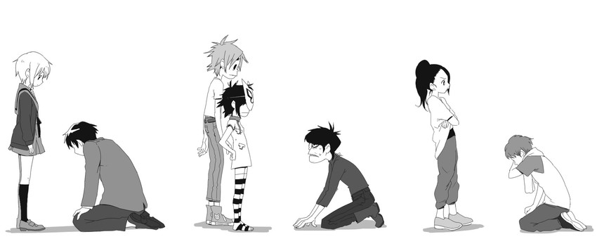 nagato yuki, kyon, noodle, chihara minori, stuart pot, and 2 more (suzumiya haruhi no yuuutsu and 2 more) drawn by a-ka