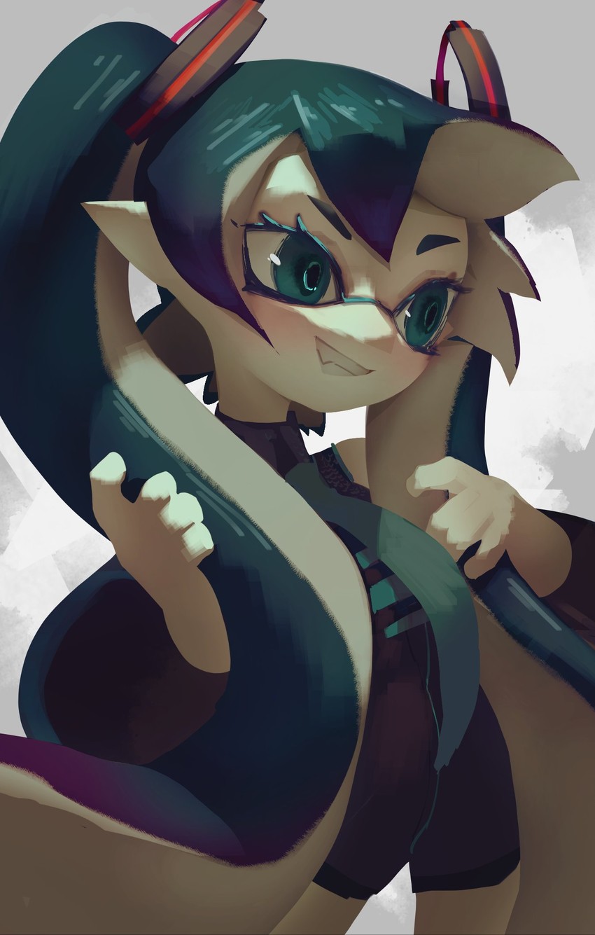 hatsune miku and inkling player character (vocaloid and 1 more) drawn by topdylan