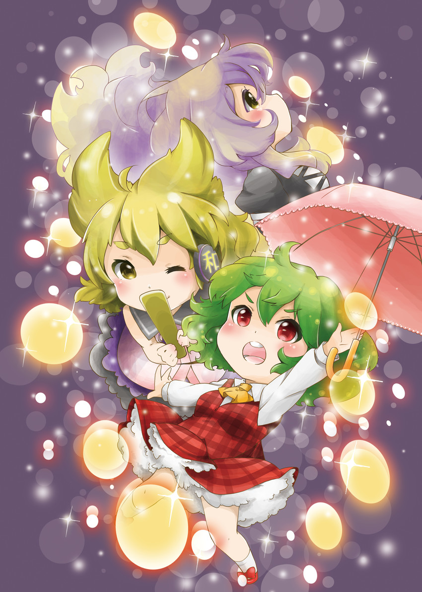 kazami yuuka, hijiri byakuren, and toyosatomimi no miko (touhou) drawn by berry_jou