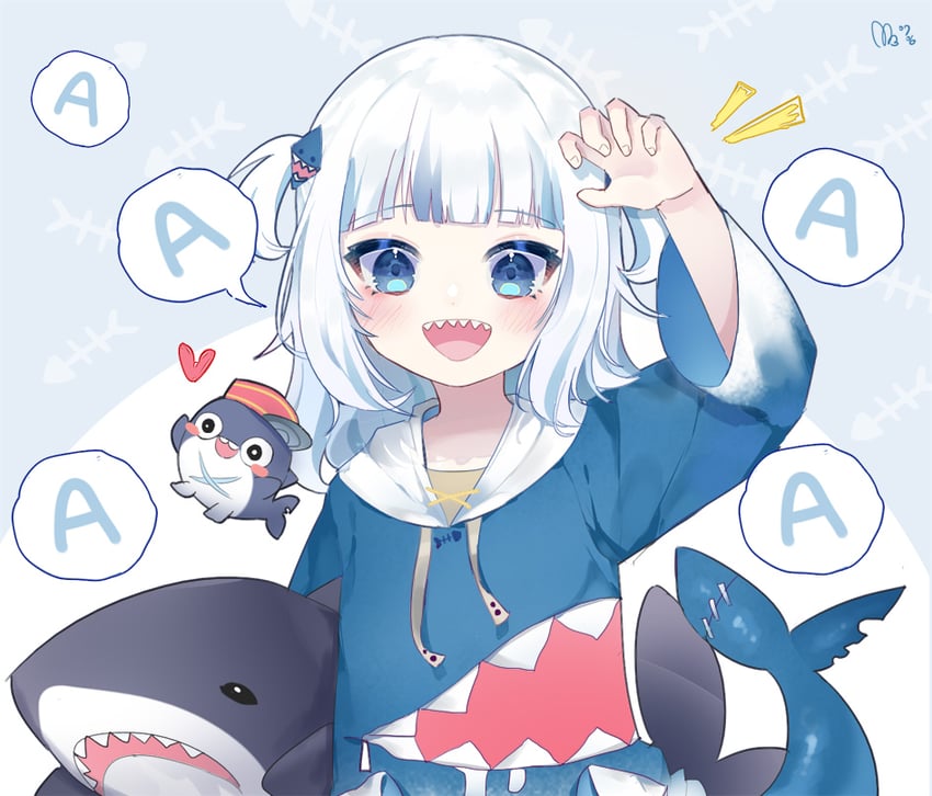 gawr gura and bloop (hololive and 1 more) drawn by shitsu_(kurikaesi)