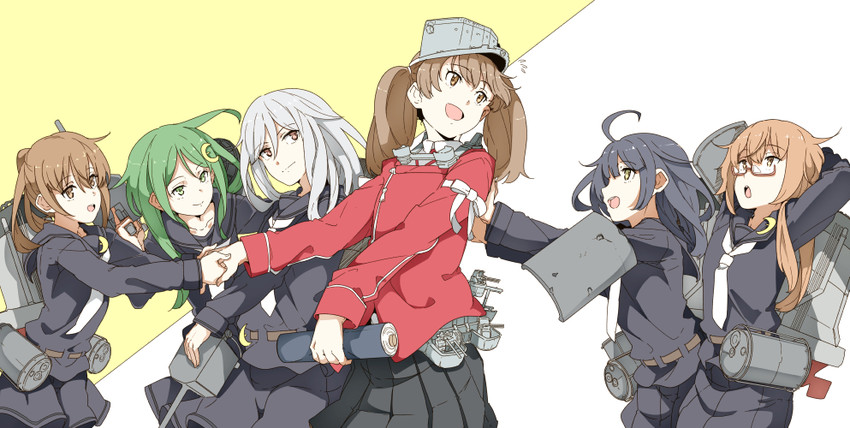 ryuujou, nagatsuki, fumizuki, mochizuki, mikazuki, and 1 more (kantai collection) drawn by ninimo_nimo