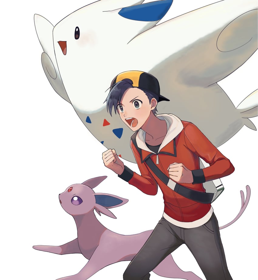 ethan, espeon, and togekiss (pokemon and 1 more) drawn by silber_1224