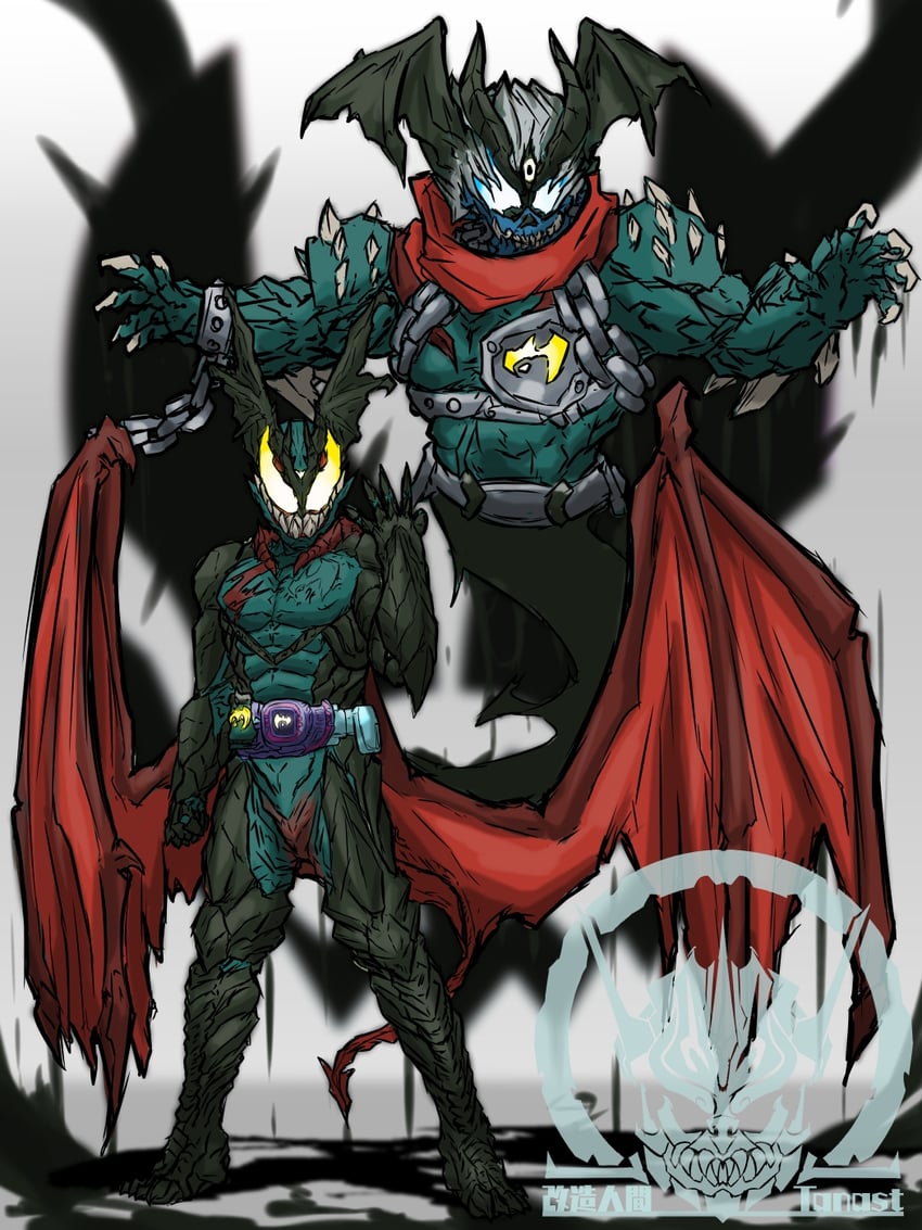 kamen rider revi, kamen rider vice, and devilman (kamen rider and 2 more) drawn by cyborg_human_tanast
