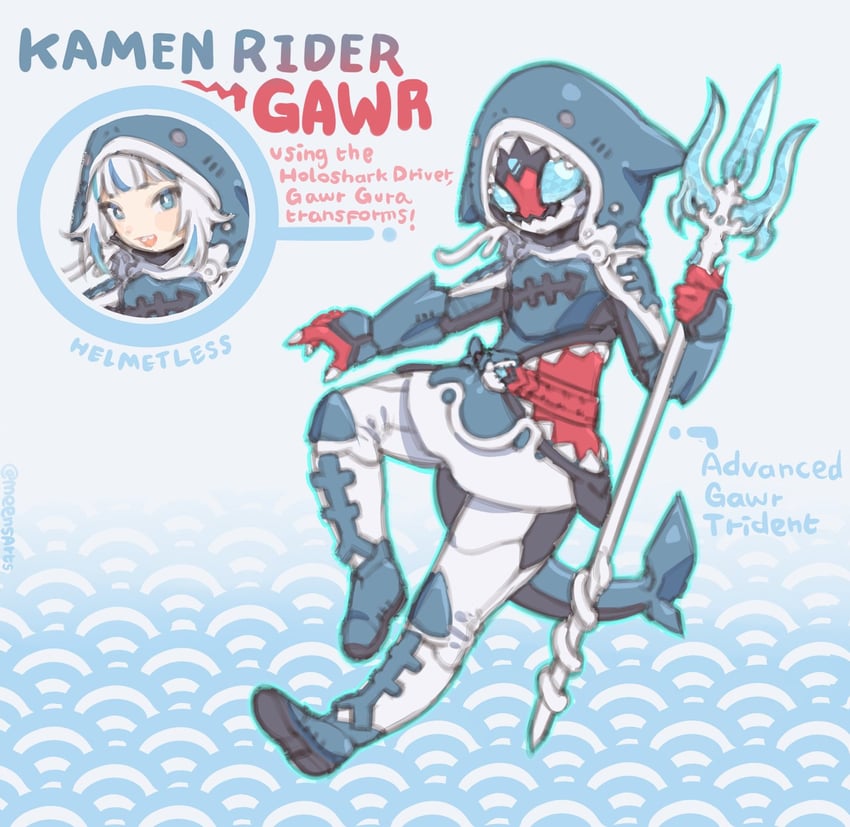 gawr gura (hololive and 2 more) drawn by meen