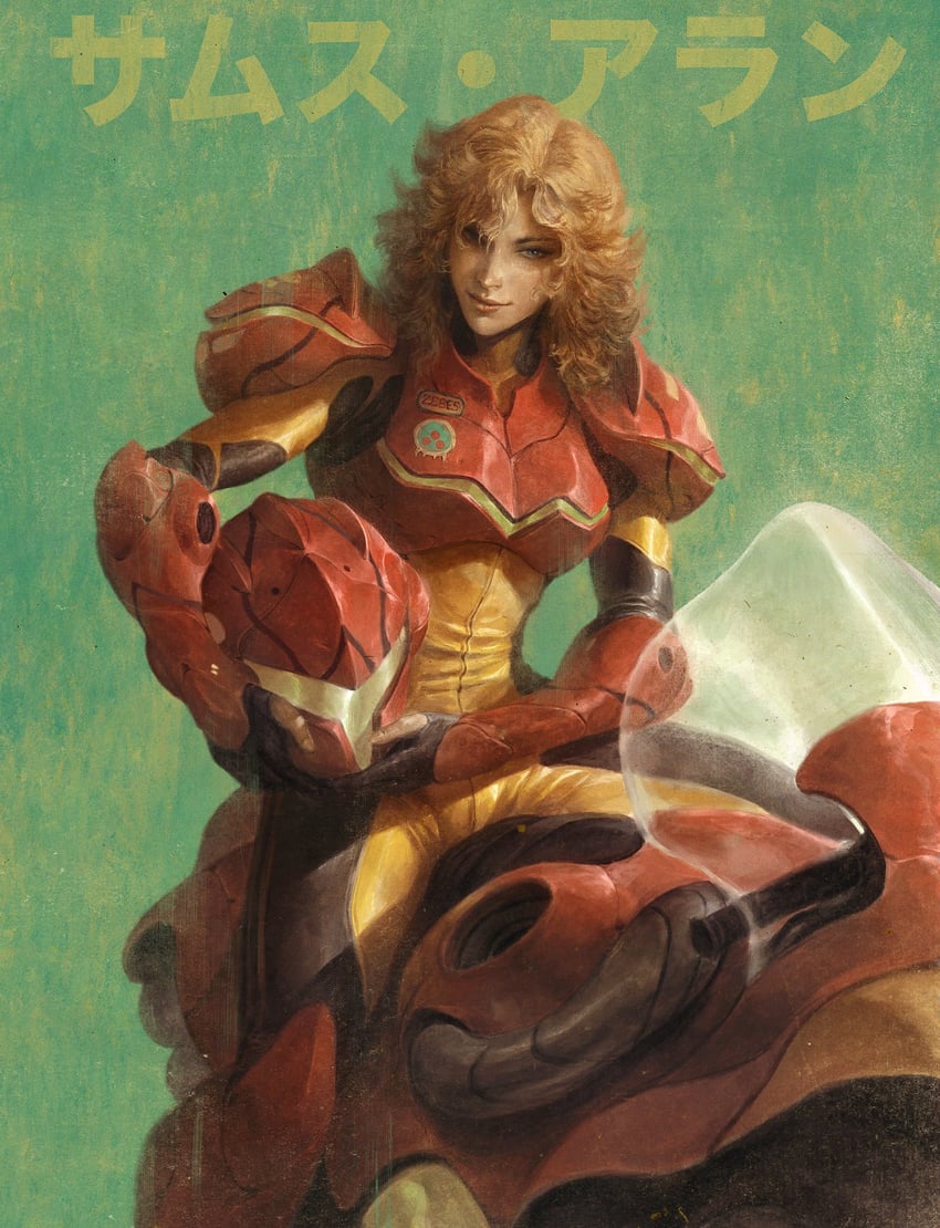 samus aran, metroid, and metroid larva (metroid) drawn by dave_rapoza