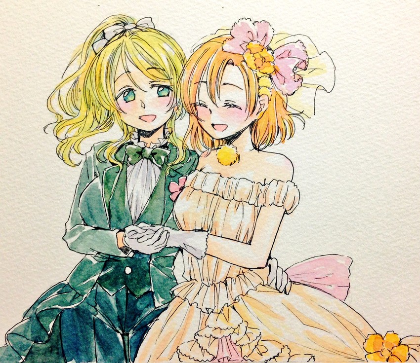 ayase eli and kosaka honoka (love live! and 1 more) drawn by shinjuku_no_basil_salmon