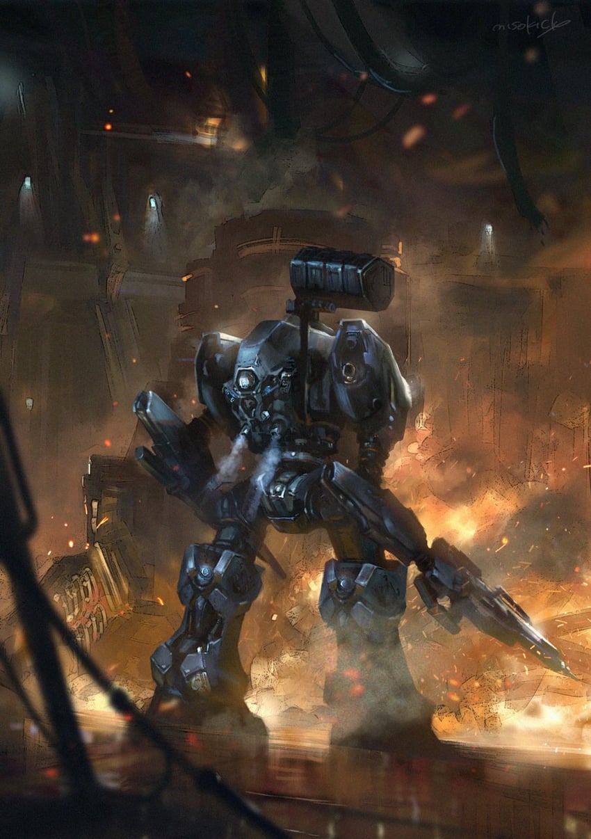 loader 4 and smart cleaner (armored core and 1 more) drawn by miso_katsu