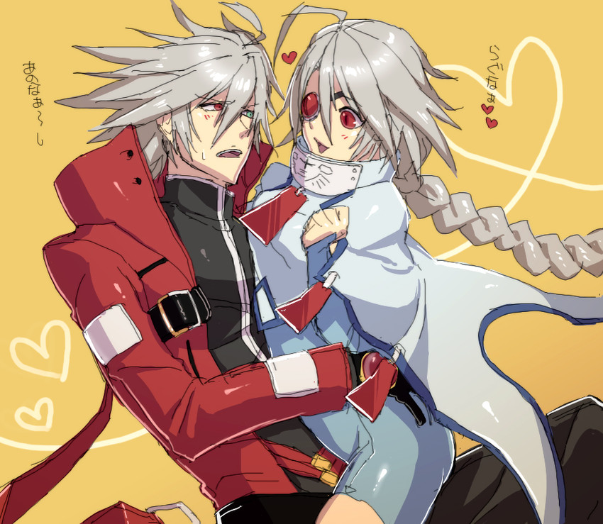 ragna the bloodedge and nu-13 (blazblue) drawn by jou_(mono)