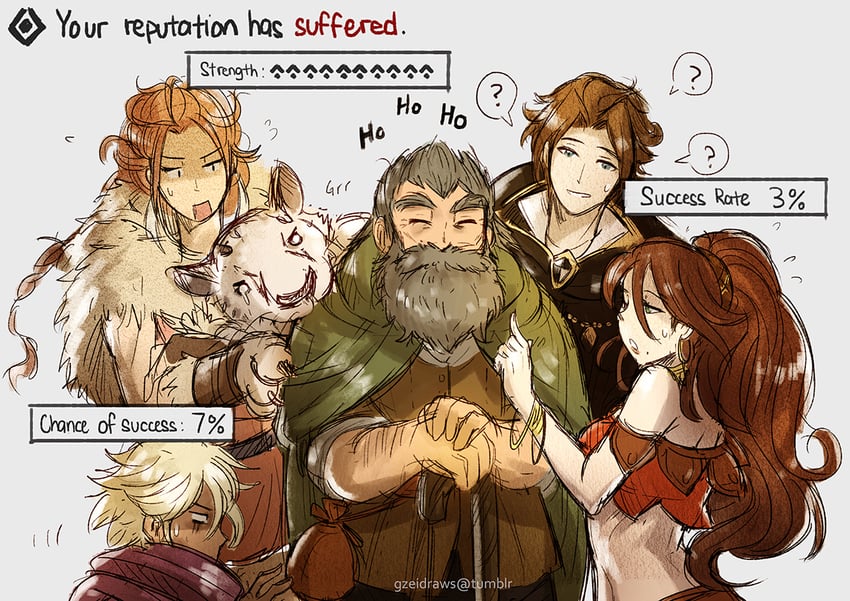 therion, primrose azelhart, cyrus albright, h'aanit, and linde (octopath traveler and 1 more) drawn by gzei