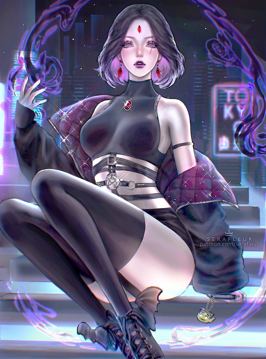 raven (dc comics and 1 more) drawn by serafleur